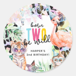 Född för att vara Vilda Safari Djur Cool 2-årsdag Runt Klistermärke