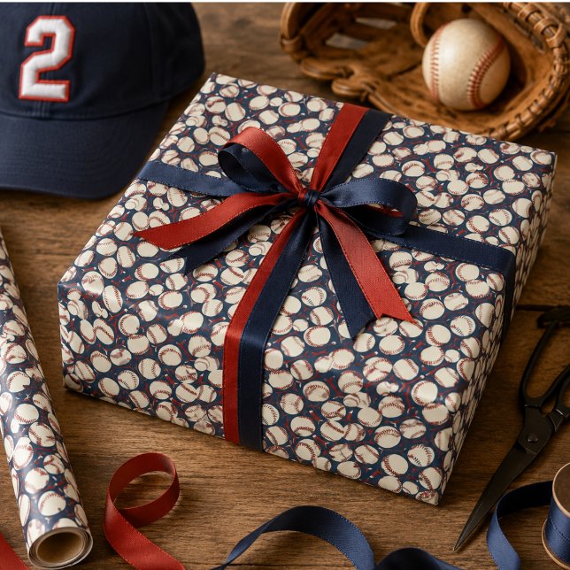 Född för baseboll | Pojkars 2-årsdag tema sport Presentpapper (Born 2 Baseball | Sports Theme Boy's 2nd Birthday Wrapping Paper)