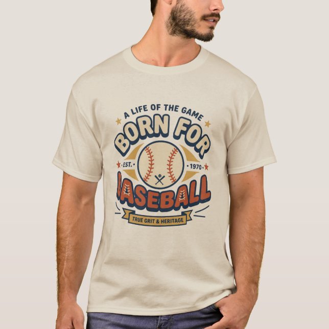 Född för baseboll t-shirt (Framsida)