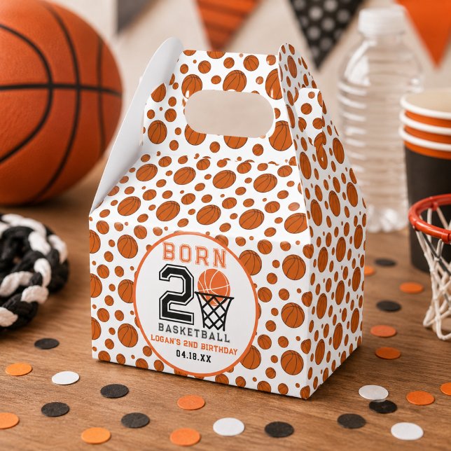 Född för basket | Sport  Pojkens 2-årsdag Presentaskar (Born 2 Basketball | Sports Boy's 2nd Birthday Favor Boxes)