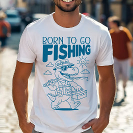 Född För Fiske - Coola Fisk Dinosaurie T-Rex Älska T Shirt