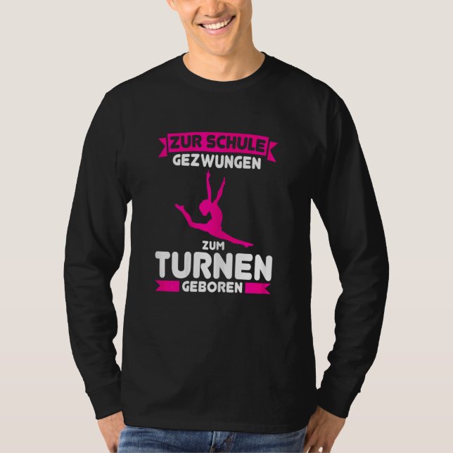 Född för gymnastik Gymnastik skolbarn T Shirt (Framsida)