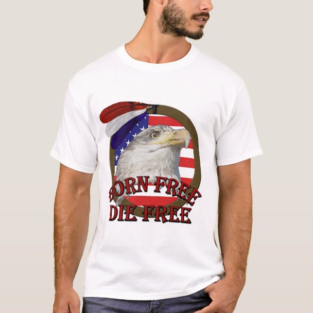 Född fri amerikanörnT-tröja T Shirt (Framsida)