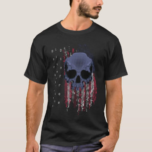 Född Fri Lev Fri Dö Fri Patriotisk Dödskalle T Shirt