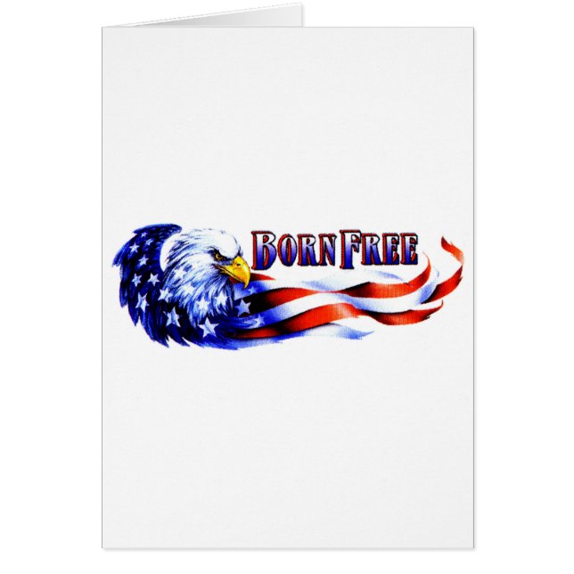 Född fri örn och USA flagga Hälsningskort (Framsidan)