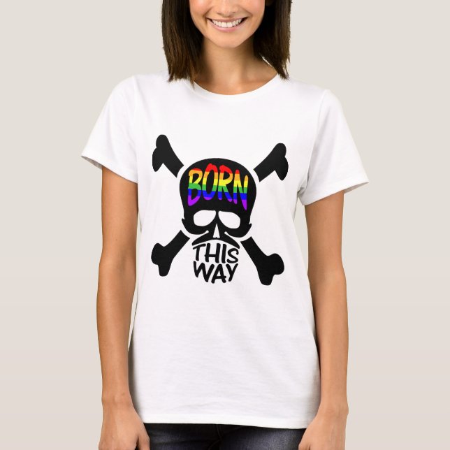 Född hitåt skalle & Crossbones T Shirt (Framsida)