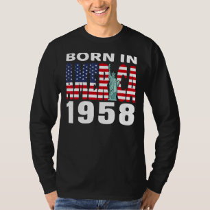 Född i Amerika 1958 Frihetsgudinnan USA flagga T Shirt