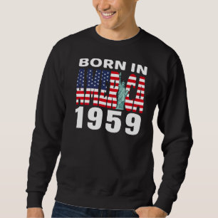 Född i Amerika 1959 Pride American USA flagga Lång Ärmad Tröja