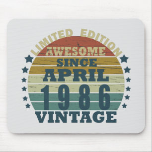 född i april 1986 vintage födelsedag musmatta