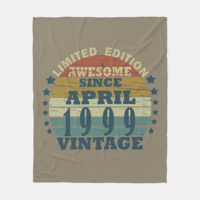 Född i april 1999 vintage födelsedag fleecefilt (Framsidan)