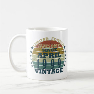 Född i april 1999 vintage födelsedag kaffemugg