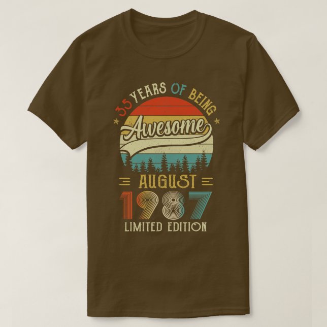 Född i augusti 1987 35e födelsedag 1987 35 år t shirt (Design framsida)