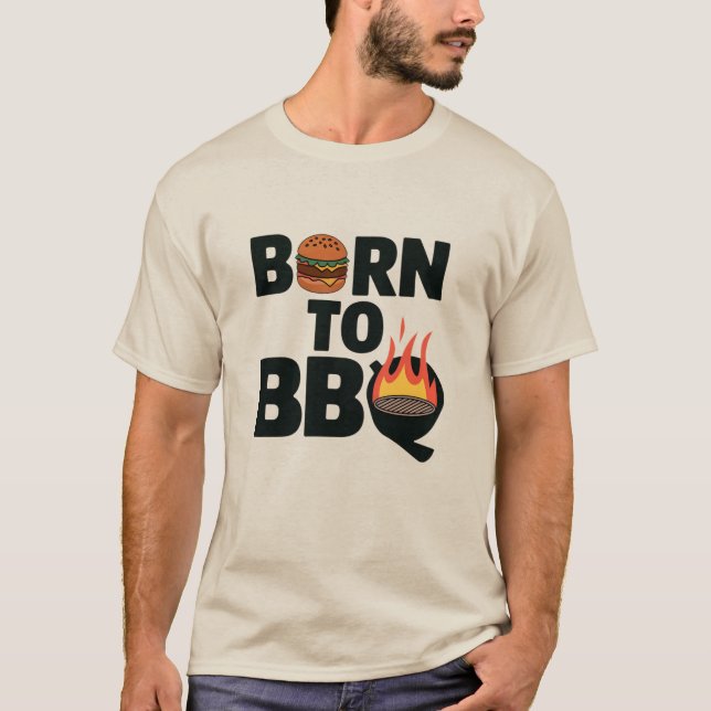 Född i BBQ T Shirt (Framsida)