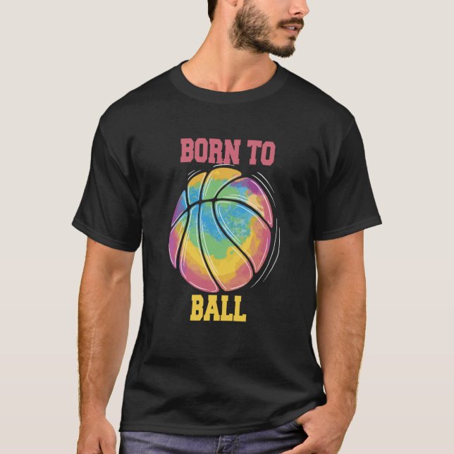 Född i Boll Basketball Slam dunk T Shirt (Framsida)