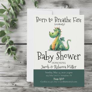 Född i Brethe Fire Baby Shower Inbjudningar