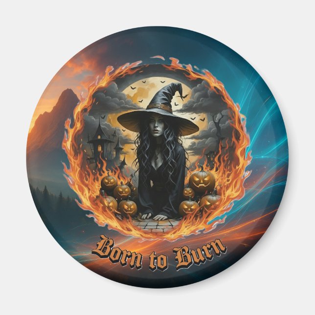 Född i Brn Witch & Jack Gothic Fridge Magnet (Framsidan)
