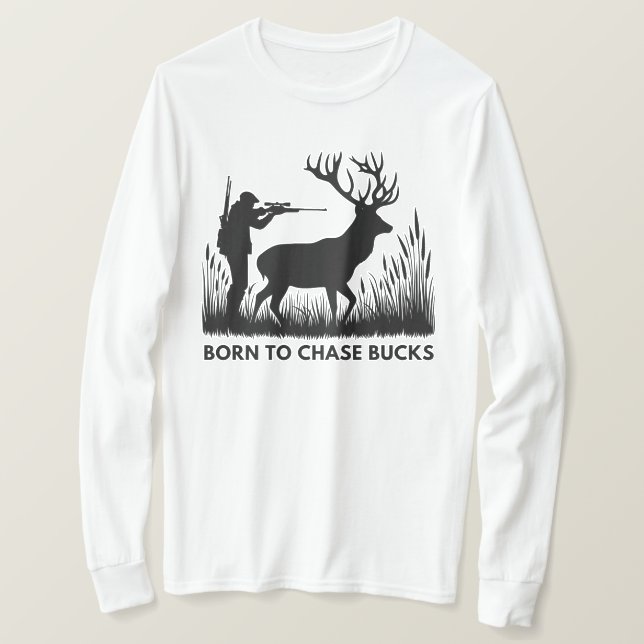 Född i Chase Bucks | Hjort Hunting T Shirt (Design framsida)