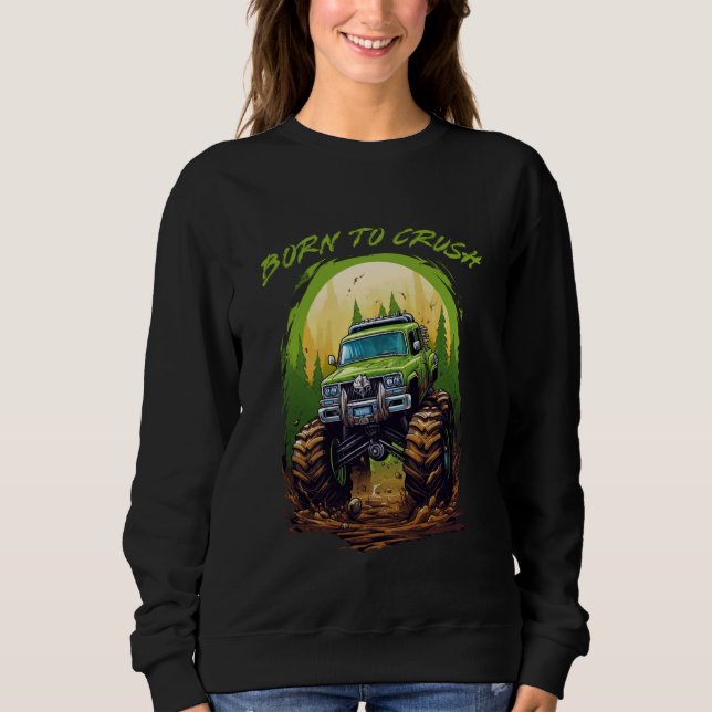 Född i Crush Monster Lastbil American Big Däck Mon T Shirt (Framsida)