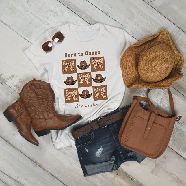 Född i Dance Block Stil Hats Bows T-Shirt (Skapare uppladdad)