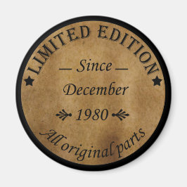 född i december 1980, vintagens födelsedag magnet