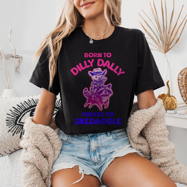 Född i Dilly Dally Forced to Skedaddle Cowboy Gris T Shirt (Skapare uppladdad)