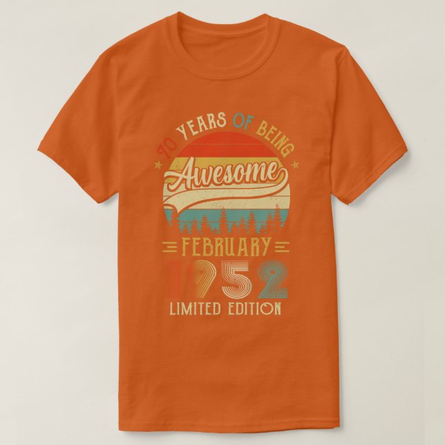 Född i februari 1952 70:e födelsedagen 1952 70 år t shirt (Design framsida)