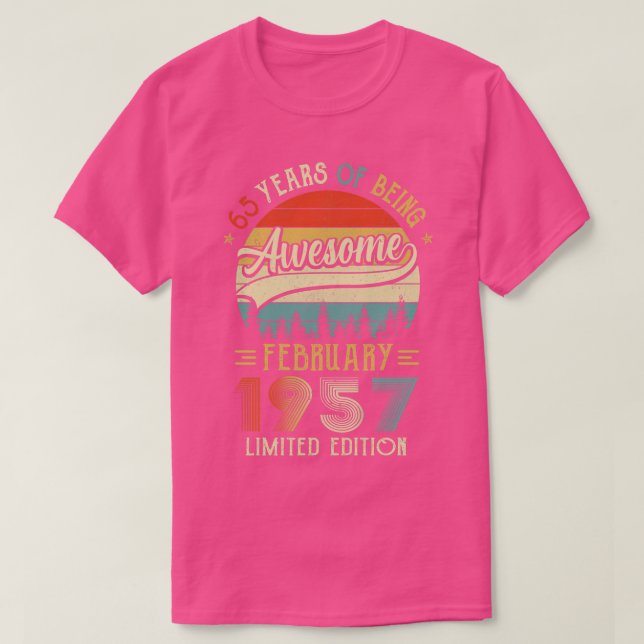 Född i februari 1957 65e födelsedag 1957 65 år t shirt (Design framsida)