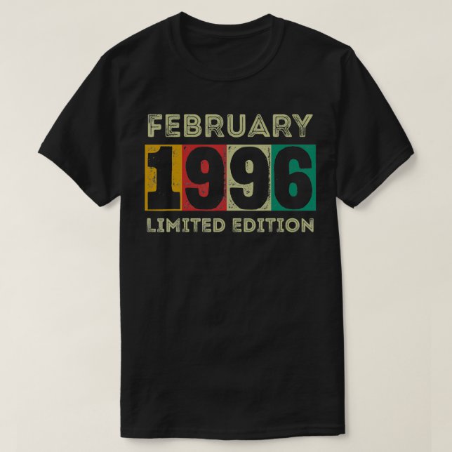 Född i februari 1996, 25:e födelsedagspresent 25 å t shirt (Design framsida)