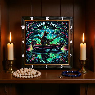 Född i fiskstorm över stilla Vatten Fyrkantig Klocka