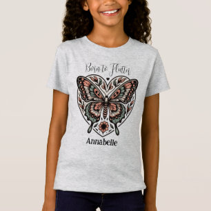 Född i Flutter Boho Grått T-Shirt
