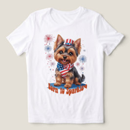 Född i Gnistra - Cute Yorkie 4 juli Patrioti T Shirt