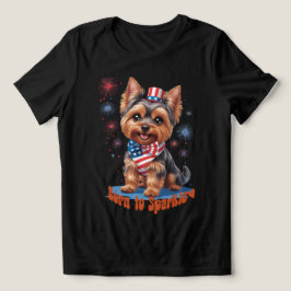 Född i Gnistra - Cute Yorkie 4 juli Patrioti T Shirt