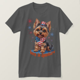 Född i Gnistra - Cute Yorkie 4 juli Patrioti T Shirt