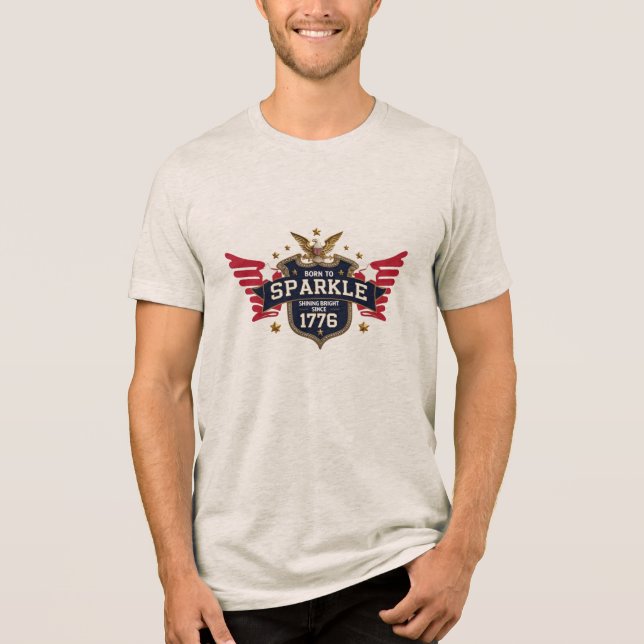 Född i Gnistra - Patriotic Shield Tee | USA-Pride (Framsida)