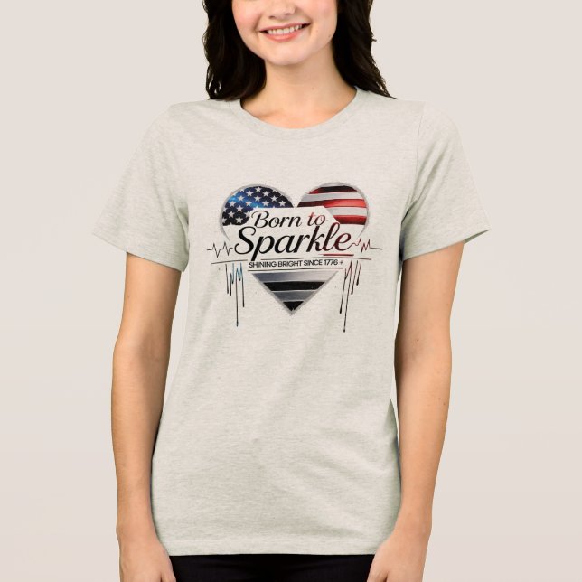 Född i Gnistra - USA Heart Tee for Women (Framsida)