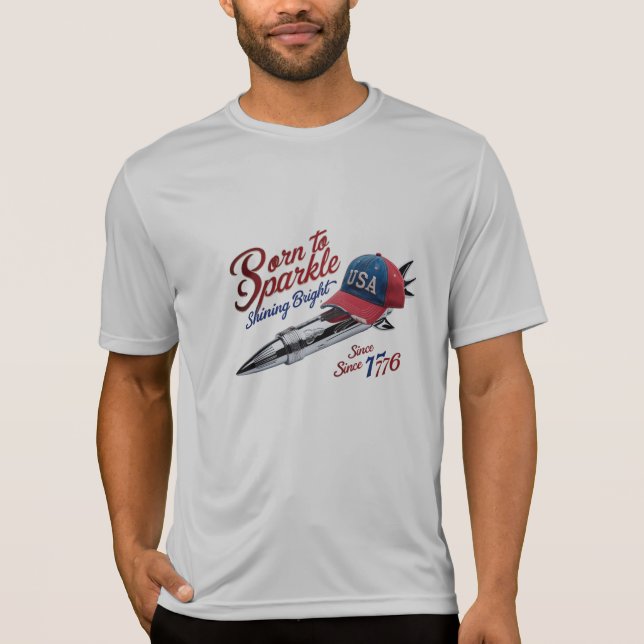 Född i Gnistra - USA Sport Tee | Springa, Shine 17 (Framsida)