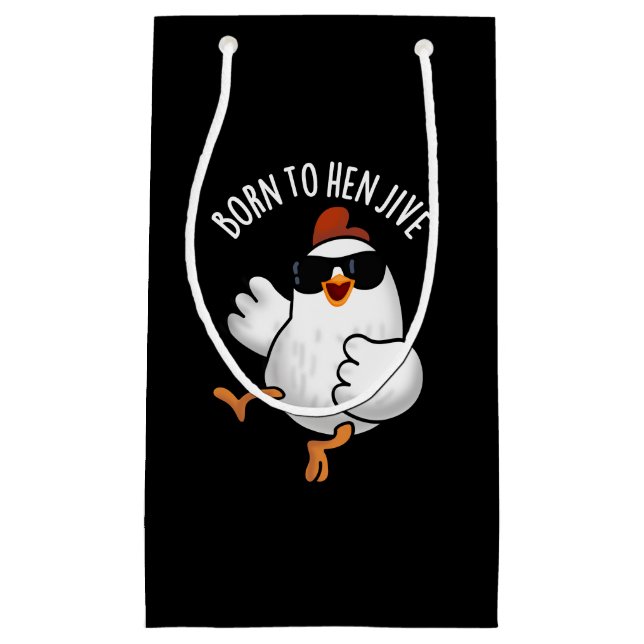 Född i Hen Jive Funny Chicken Pun Mörk BG (Framsidan)