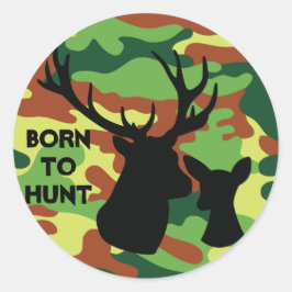 Född i Hunt Hjort Buck Camo Army Färg Hunter Runt Klistermärke