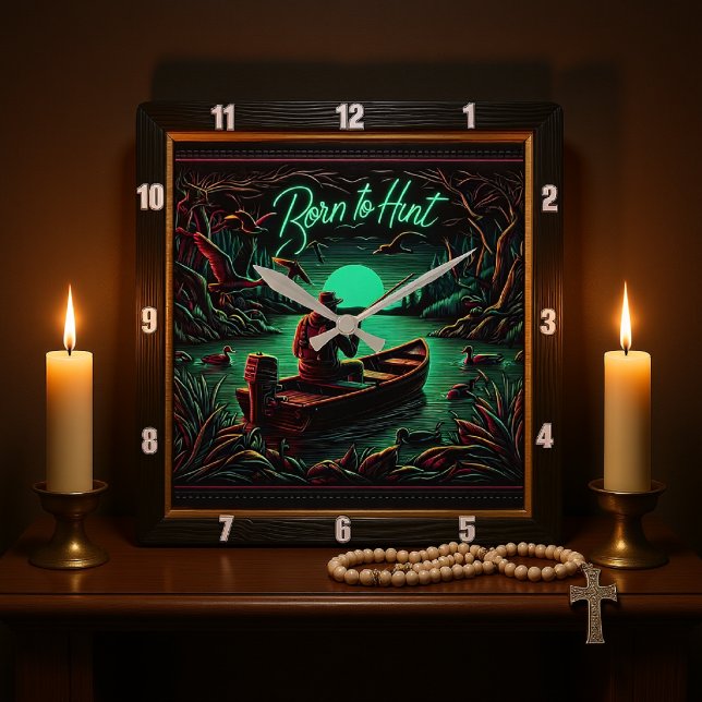 Född i Hunt Rustic Hunting Fyrkantig Klocka (Skapare uppladdad)