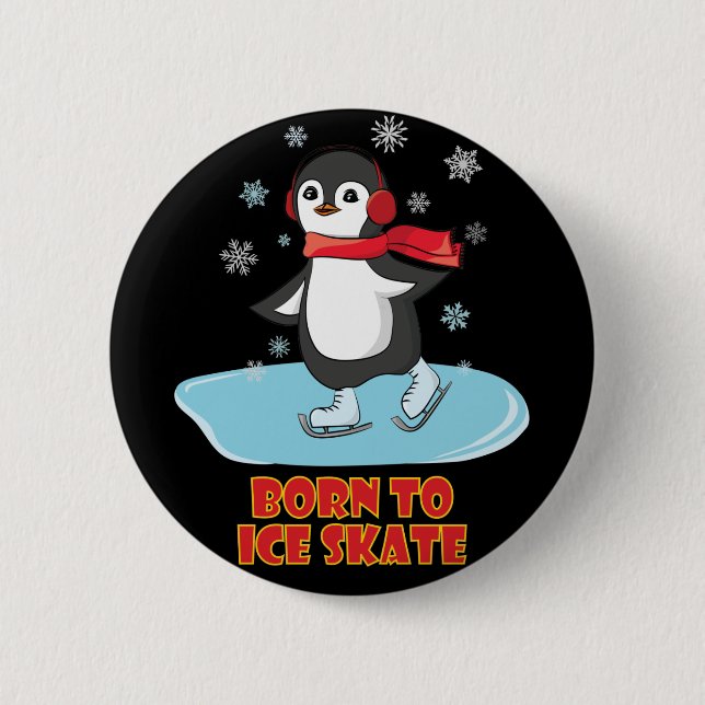 Född i isskiffer (Cute Penguin) Knapp (Framsida)