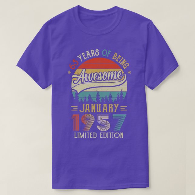 Född i januari 1957 65e födelsedag 1957 65 år t shirt (Design framsida)