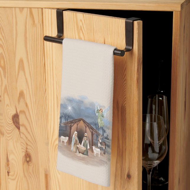 Född i julen Vattenfärg Jesus Kökshandduk (Thirds Fold)