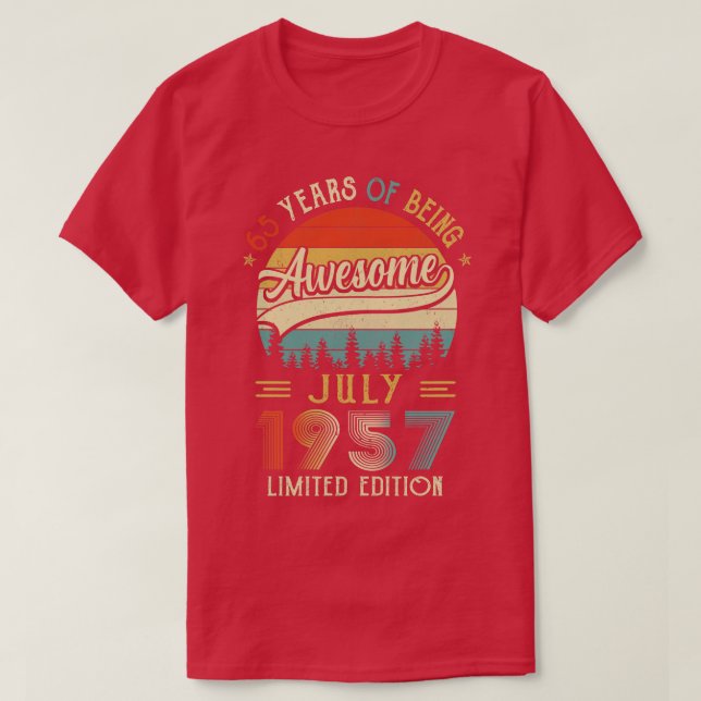 Född i juli 1957 65ens födelsedag 1957 65 år t shirt (Design framsida)