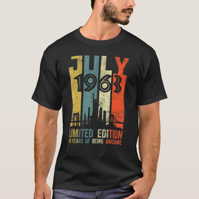 Född i juli 1963 60:e födelsedagen t shirt (Framsida)