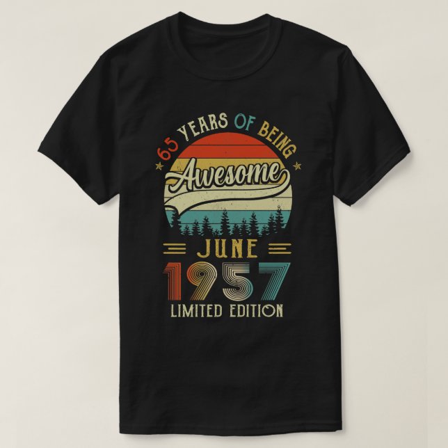 Född i juni 1957 65ens födelsedag 1957 65 år t shirt (Design framsida)