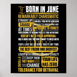 Född i juni Facts Poster