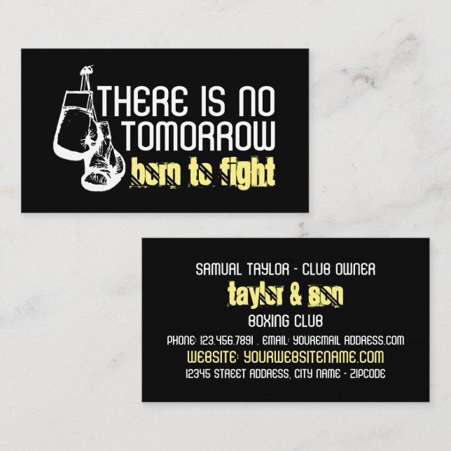 Född i kamp, Boxing Klubb, Boxing Trainer Visitkort (Fram/baksida)