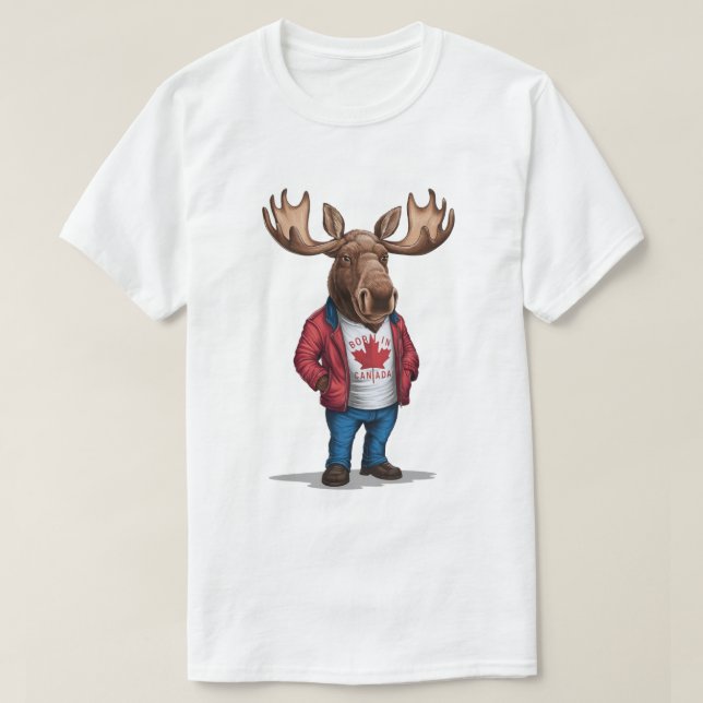 Född i Kanada Moose Patriotic T Shirt (Design framsida)