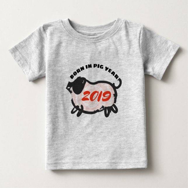 Född i kinesiska Gris-året 2019 Baby Tee (Framsida)