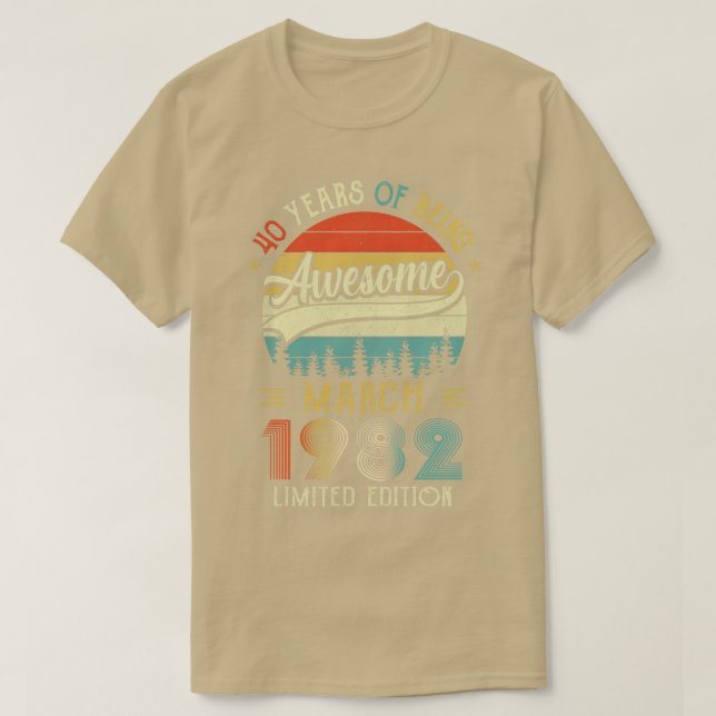 Född i mars 1982 40:e födelsedagen 1982 40 år t shirt (Design framsida)
